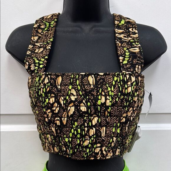 A.L.C. Black and Gold Fitted Crop Tank Top - Picture 1 of 6